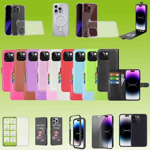 F�r Apple iPhone 15 Pro Max Cover Handy Tasche Etuis TPU Hart Glas Panzer Folie AUSWAHL