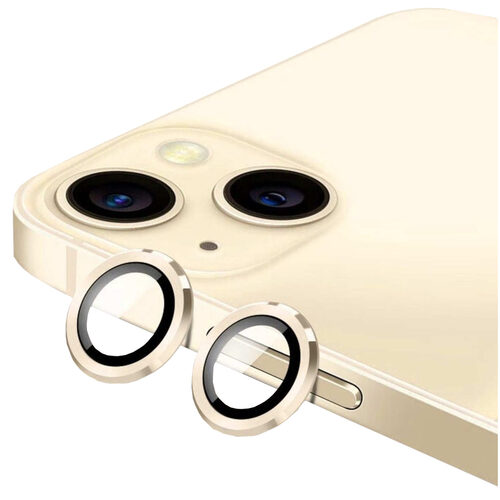 F�r Apple iPhone 15 / 15 Plus Schutzglas Kamera Linse H9 Gold