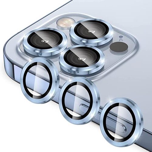 F�r Apple iPhone 15 Pro / Pro Max Schutzglas Kamera Linse H9 Hellblau