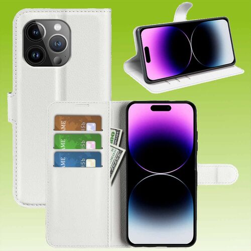 F�r Apple iPhone 15 Pro Max Handy Tasche Wallet Premium Schutz H�lle Case Cover Etuis Neu Zubeh�r Wei�