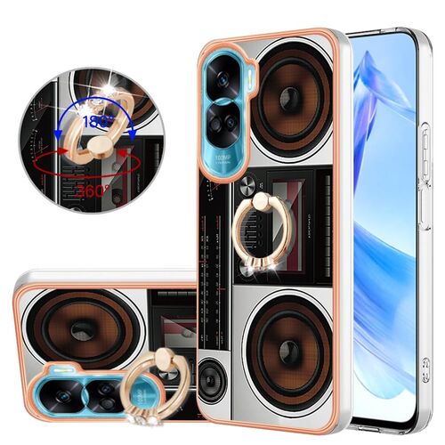F�r Honor 90 Lite Design Series TPU / PC Handy H�lle Cover + Ring Neu