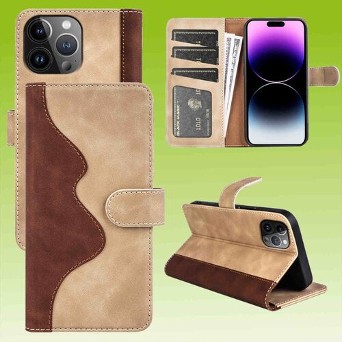 F�r Apple iPhone 15 Pro Design Handy Tasche Wallet Premium Braun Schutz H�lle Case Cover Etuis Zubeh�r