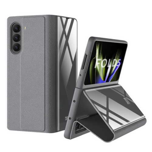 F�r Samsung Galaxy Z Fold5 5G Schutzh�lle Kunstleder + Kartenhalter