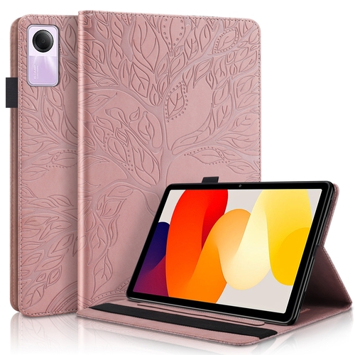 F�r Xiaomi Redmi Pad 2 / SE 11 Zoll Baum Muster Kunstleder H�lle Cover Tasche Case Pink