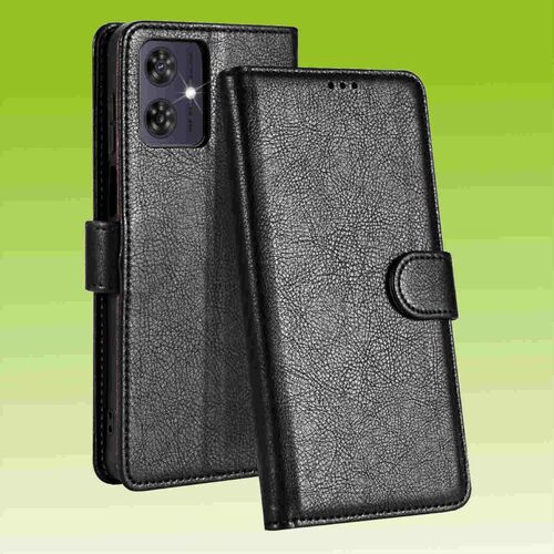 F�r Motorola Moto G54 Handy Tasche Wallet Premium Schutz H�lle Case Cover Etuis Neu Zubeh�r Schwarz