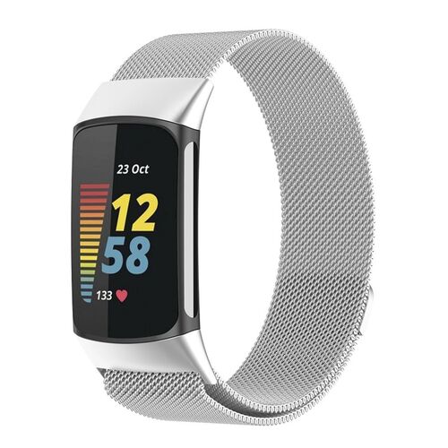 F�r Fitbit Charge 6 / 5 Metall Stahl Mesh Armband mit Magnetverschluss