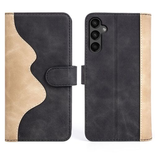 Fr Samsung Galaxy A15 Design Handy Tasche Wallet Schutz Hlle Schwarz