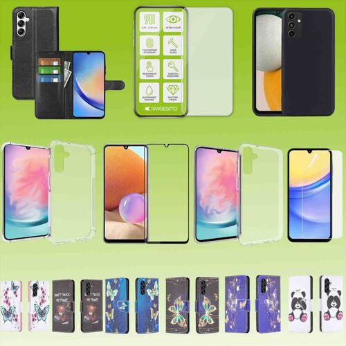 F�r Samsung Galaxy A15 Cover Handy Tasche Etuis TPU Hart Glas Panzer Folie AUSWAHL