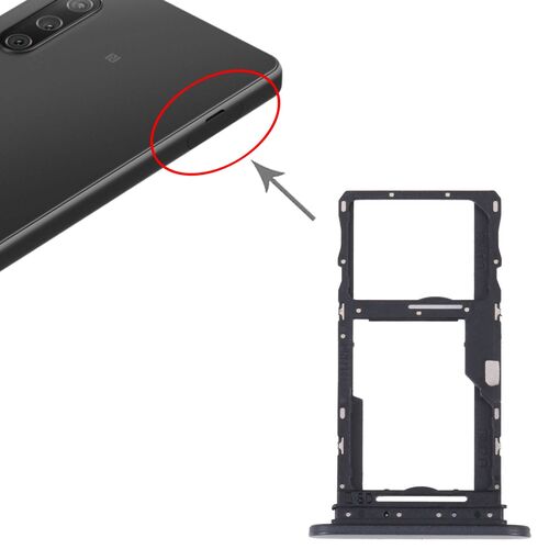 F�r Sony Xperia 10 IV Dual SIM + Mirco SD Karten Halter Tray Ersatzteil Reparatur Schwarz