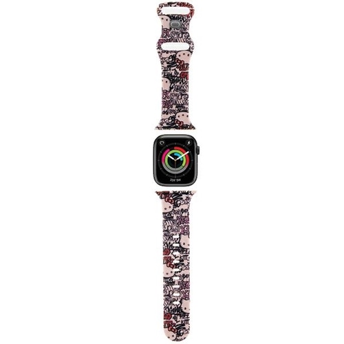Hello Kitty Apple Watch Band f�r 38 / 40 / 41mm mit Graffiti und Kitty Head Muster