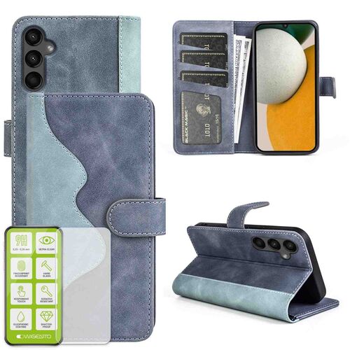 F�r Samsung Galaxy A15 Produktset Handy Tasche Wallet + H9 Hart Glas