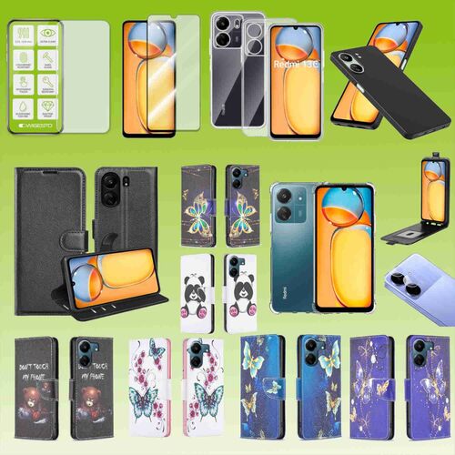 Fr Xiaomi Redmi 13C Cover Handy Tasche Etuis TPU Hart Glas Panzer Folie AUSWAHL