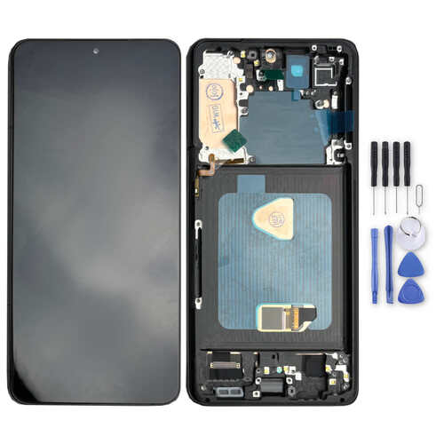 F�r Samsung Galaxy S21 Plus Display mit Rahmen Full LCD Einheit Touch Ersatzteil Reparatur Schwarz