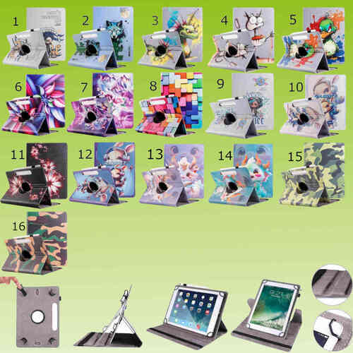 Fr Samsung Tablet Motiv Muster 360 Grad Rotation Tasche Kunst-Leder Hlle Etuis Cover Schutz Case Zubehr