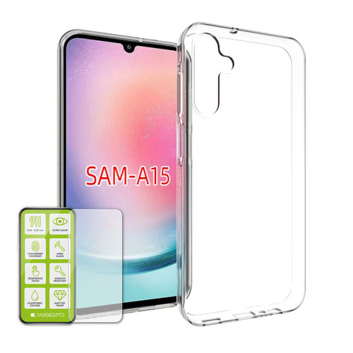 F�r Samsung Galaxy A15 Silikoncase TPU H�lle Transparent + H9 HartGlas