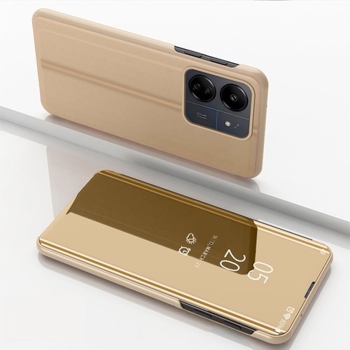 F�r Xiaomi Redmi 13C View Spiegel Handy Smart Cover Wake UP Case Gold