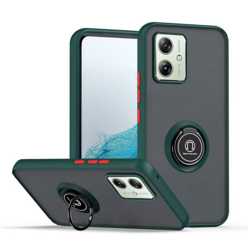 Fr Motorola Moto G54 Design TPU / PC Handy Hlle Cover + Ring Grn / Rot