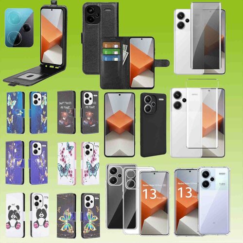 F�r Xiaomi Redmi Note 13 Pro Plus Cover Handy Tasche Etuis TPU Hart Glas Panzer Folie AUSWAHL