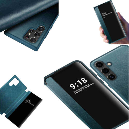 F�r Samsung Galaxy S24 Plus View Spiegel Smart Cover Wake UP Gr�n