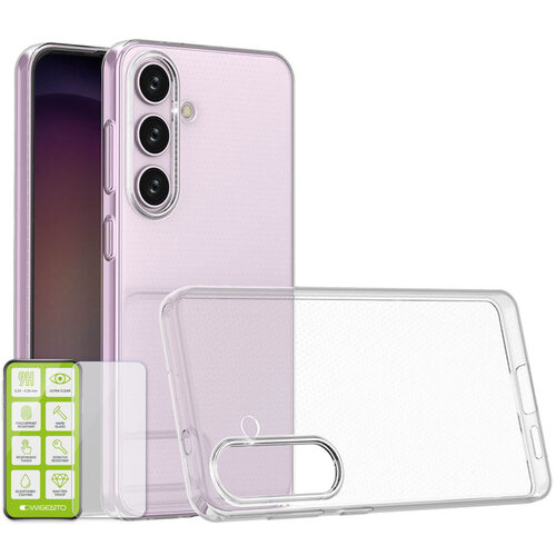 F�r Samsung Galaxy S24 Silikon TPU H�lle Transparent + H9 Hart Glas