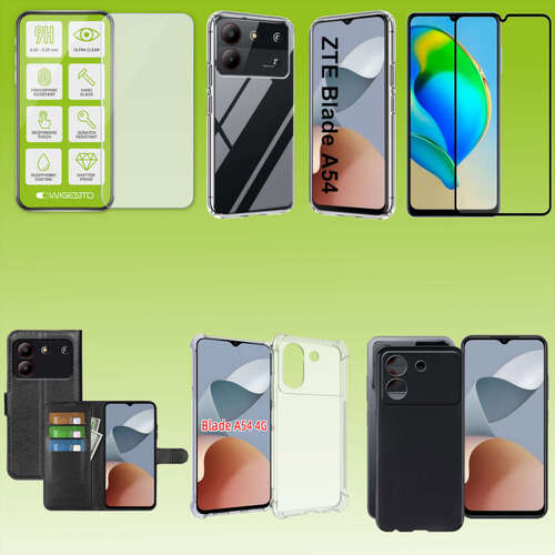 F�r ZTE Blade A54 Cover Handy Tasche Etuis TPU Hart Glas Panzer Folie AUSWAHL