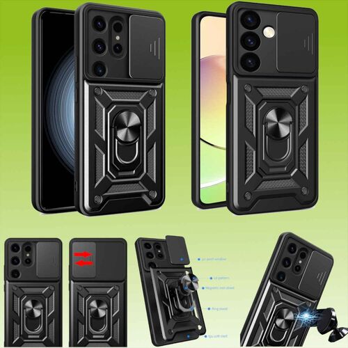 F�r Handy Modelle Armor Magnet Ring Kamera Cover Handy H�lle Tasche Case Schwarz