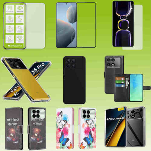 F�r Xiaomi Redmi K70E / Poco X6 Pro Cover Handy Tasche Etuis TPU Hart Glas Panzer Folie AUSWAHL