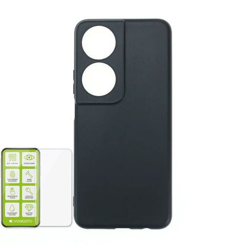 F�r Honor X7b Silikon TPU H�lle Case Cover d�nn Schwarz + H9 Hart Glas