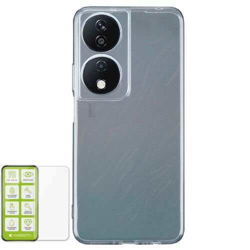 F�r Honor X7b Silikon TPU H�lle Case d�nn Transparent + H9 Hart Glas