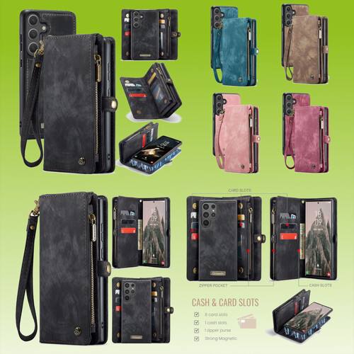 Fr verschiedene Handy Modelle CaseMe Kunstleder Multifunktion Zipper Wallet Tasche