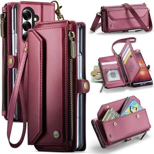 F�r verschiedene Handy Modelle CaseMe Kunstleder Multifunktion Zipper Wallet Tasche 