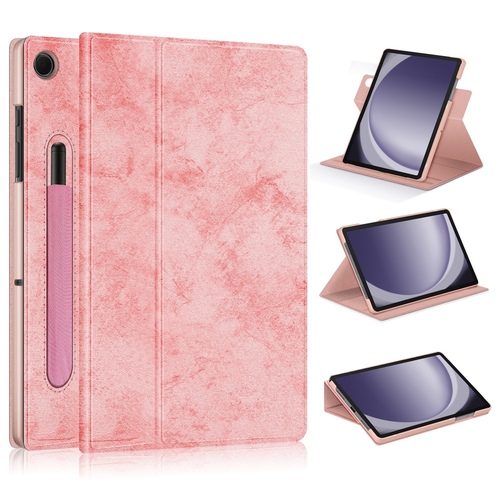 Fr Samsung Galaxy Tab A9 Plus Design 360 Grad Rotation Smart Kunst-Leder Tasche Pink