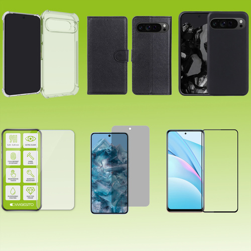 F�r Google Pixel 9 Pro XL Cover Handy Tasche TPU Hart Glas Panzer Folie AUSWAHL