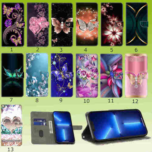 F�r Handy Modelle Crystal 3D Kunst-Leder Wallet Book Handy Tasche Case Motive