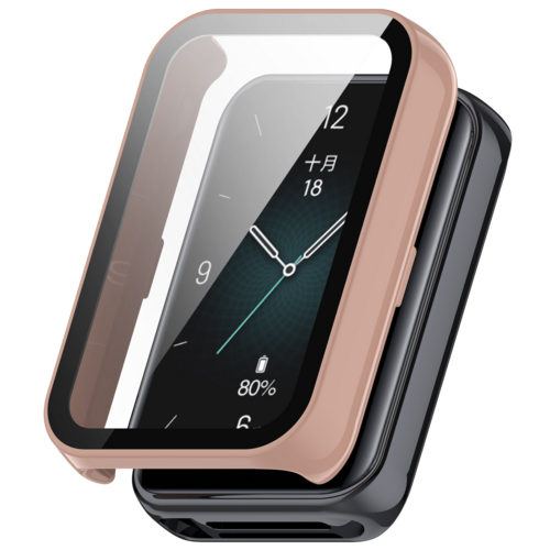 F�r Honor Band 9 Kunststoff Smart Watch H�lle + H9 Schutz Hart Glas Rosa
