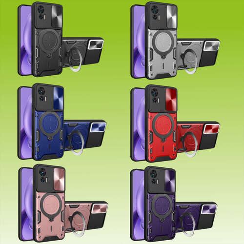 F�r Motorola Moto G84 5G Sliding Kamera TPU / PC Schutzh�lle Case Ring Halterung