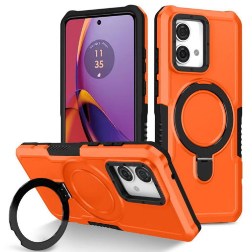 F�r Motorola Moto G84 5G Armor Magnet Ring Cover Handy H�lle Tasche Case Orange