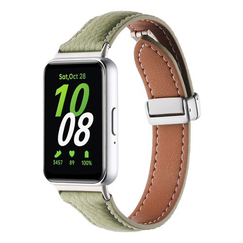 F�r Samsung Galaxy Fit 3 Leder Armband Litchi Textur magnetische Schnalle Gr�n