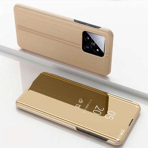 F�r Xiaomi 14 Pro View Spiegel Handy Smart Cover Wake UP Funktion Case Gold