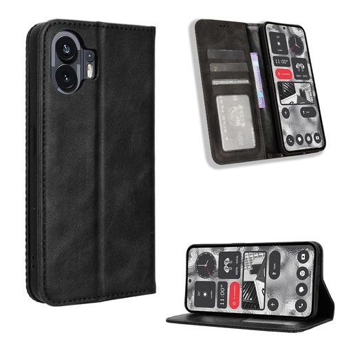 F�r Nothing Phone 2 Kunst Leder Book Wallet Schutz Tasche Retro Textur