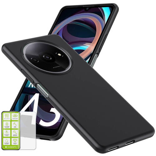 F�r Xiaomi Redmi A3 Silikon TPU H�lle Case Schwarz + H9 Hart Glas