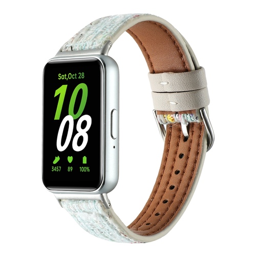F�r Samsung Galaxy Fit 3 hochwertiges Design Wolle Leder Ersatz Smart Watch Armband Hellgr�n