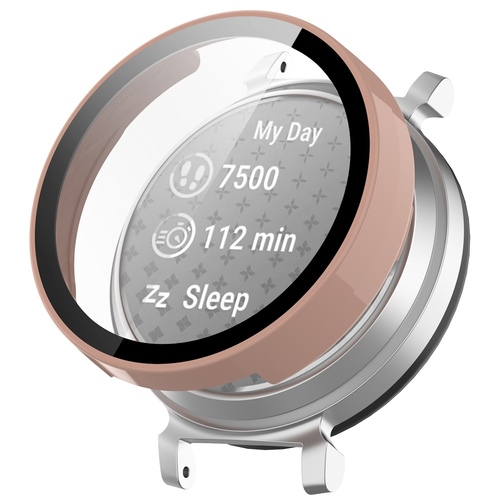 F�r Garmin Lily 2 Kunststoff PC Smart Watch H�lle + H9 Schutz Hart Glas Pink