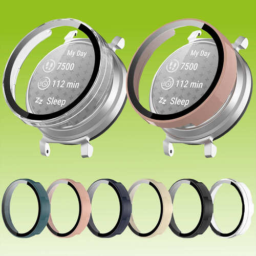 F�r Garmin Lily 2 Full Cover Kunststoff Smart Watch H�lle + H9 Schutz Hart Glas