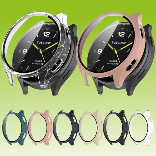 F�r Xiaomi Watch 2 Full Cover Kunststoff Smart Watch H�lle + H9 Schutz Hart Glas