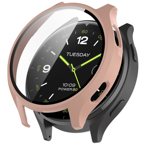 F�r Xiaomi Watch 2 Full Cover Kunststoff Smart Watch H�lle + H9 Schutz Hart Glas 