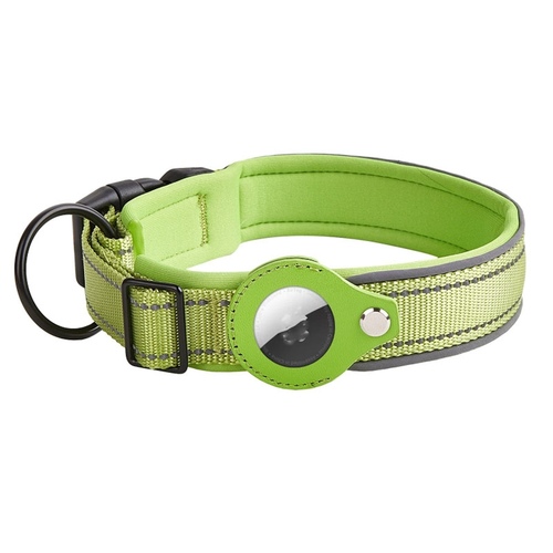 F�r Apple AirTag Nylon Reflektierendes Neopren Hundehalsband Gr��e S 