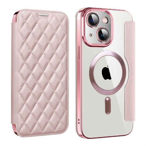 F�r Apple iPhone 15 Plus 360 Grad Full Magsafe Anti Datenklau Etui Cover Rosa