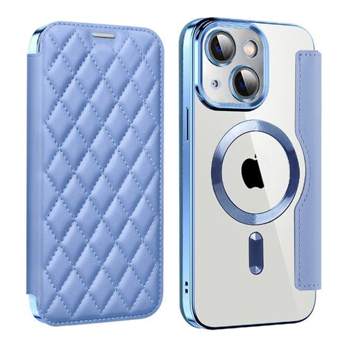 F�r Apple iPhone 15 Plus 360 Grad Full Magsafe Anti Datenklau Etui Cover Hellblau