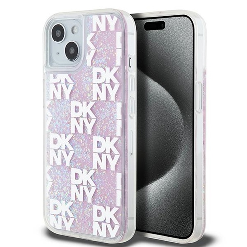 DKNY Liquid Glitter Silikon Case f�r Apple iPhone 15 / 14 / 13 Rosa / Glitzer